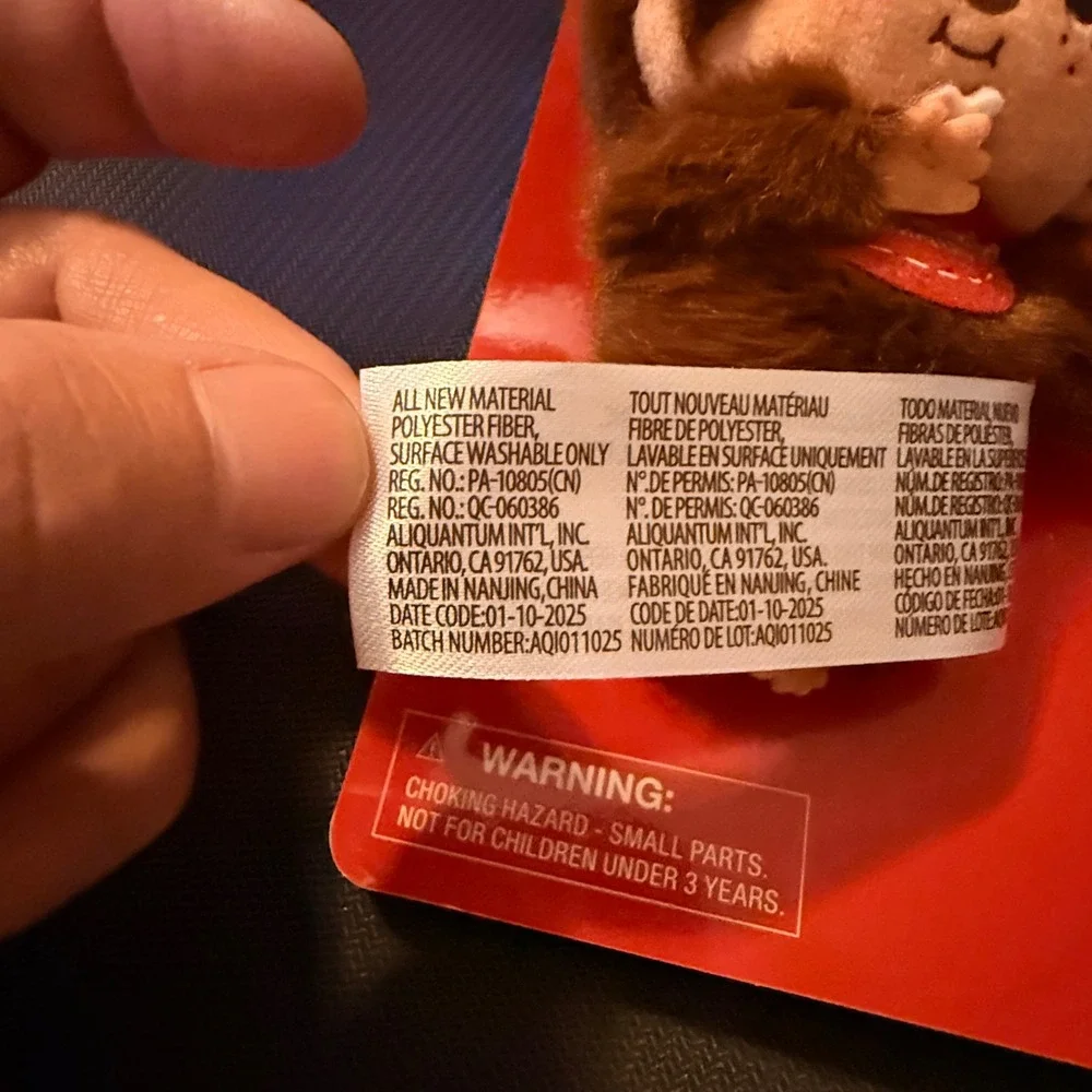 Monchhichi Plush Keychain Kids OS Brown New Sekiguchi Red Bib Monkey Retro Toy